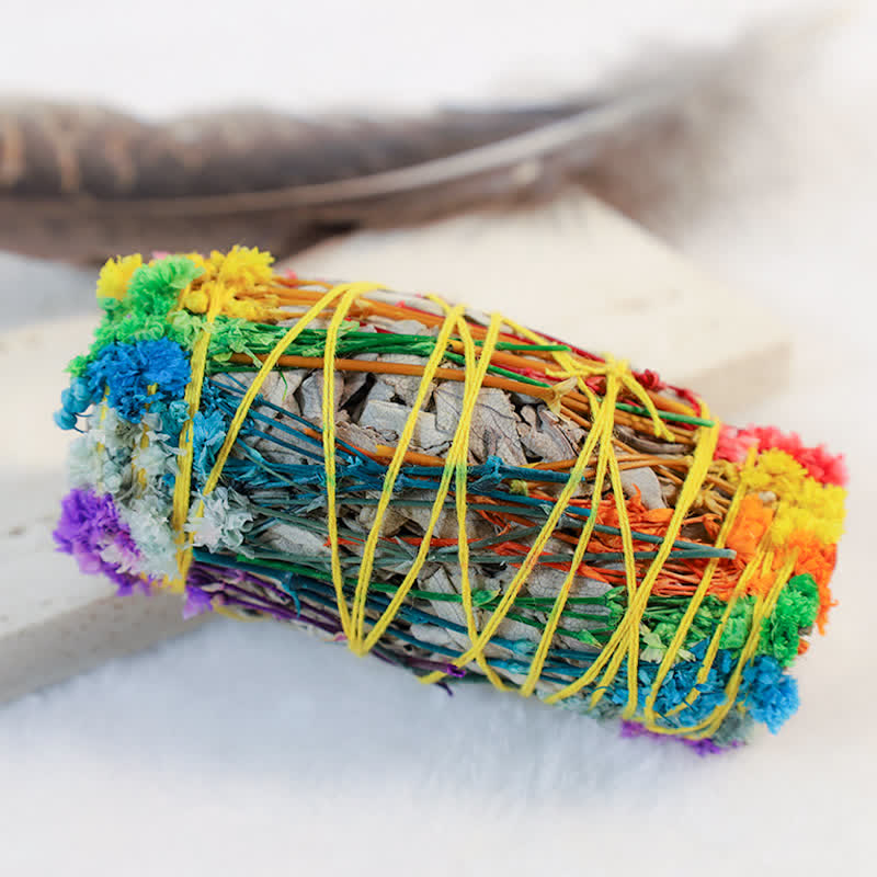 Colorful Daisy & Red Rose Smudge Stick Set for Home Cleansing