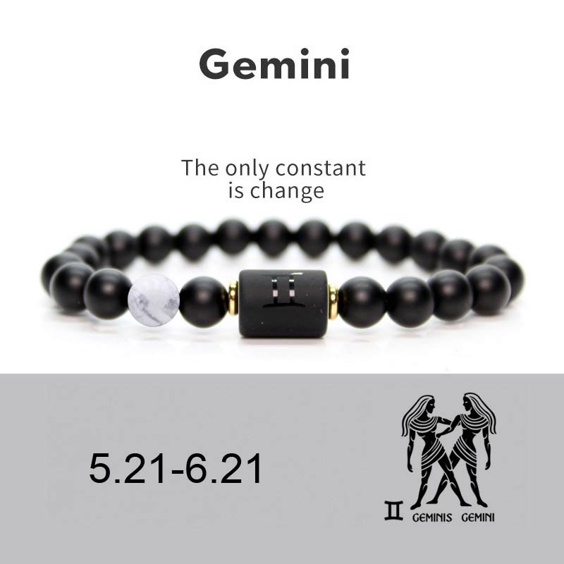 8 mm verstellbares Armband aus schwarzem Onyx mit chinesischem Sternzeichen