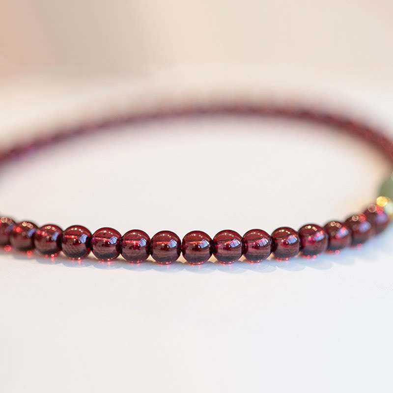 Natural Strawberry Quartz Garnet Jade Lucky Fortune Healing Bracelet