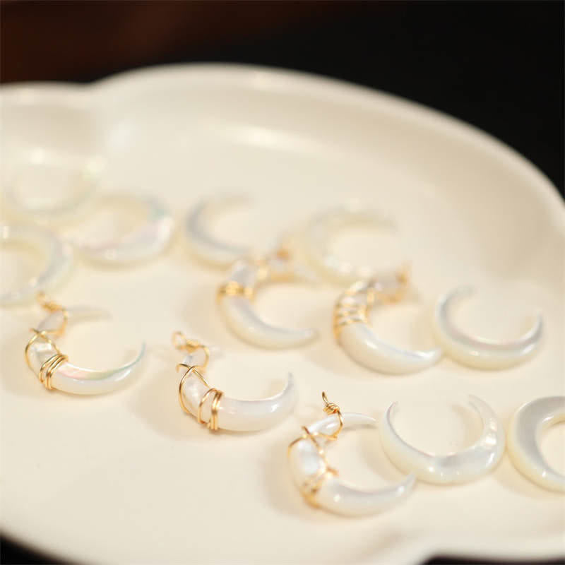 Tridacna Stein Halbmond Spirituelle Halskette Anhänger