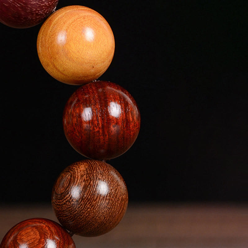 15mm Sandalwood Protection Bracelet - Multicolored Healing Wood Jewelry