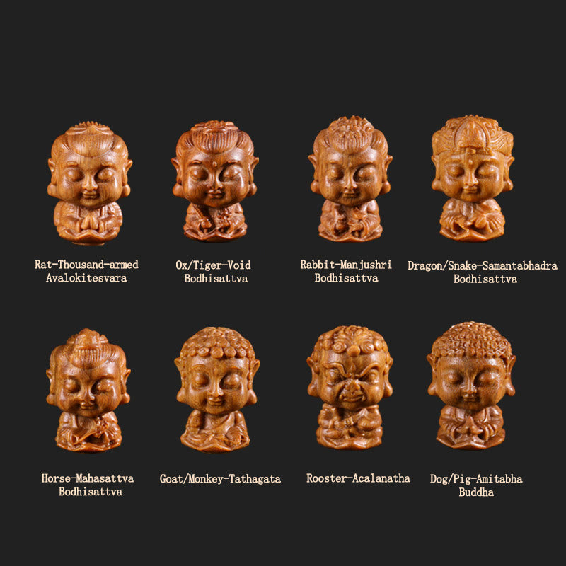 Grüne Sandelholz-Buddha-Dekoration mit chinesischem Sternzeichen