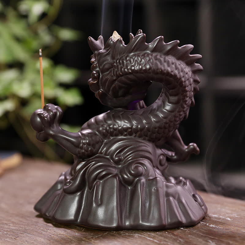 Auspicious Dragon Ceramic Backflow Smoke Incense Burner