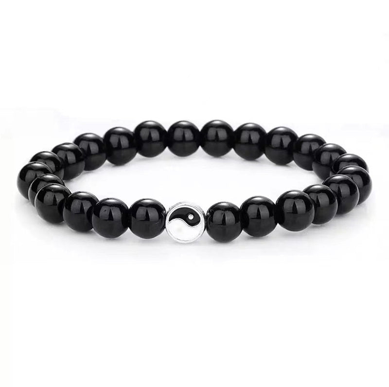 White Turquoise & Frosted Stone 3pcs Yin Yang Wealth Bracelet