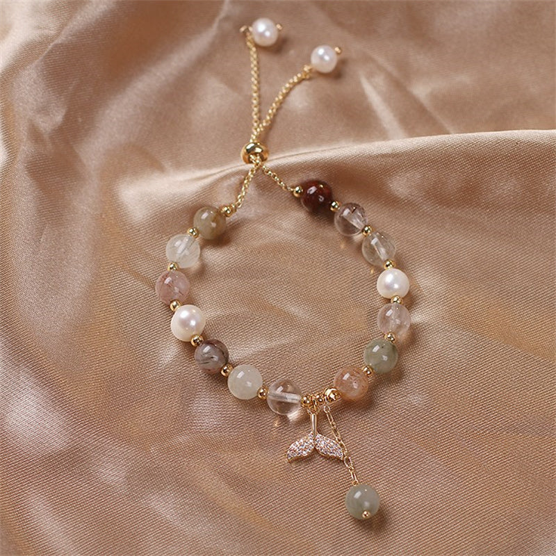 Strawberry Quartz Rutilated Quartz Healing Bracelet 8mm Beads