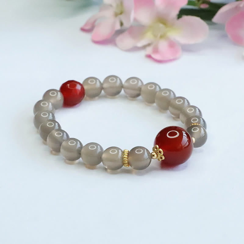 8 mm graues Chalcedon-Harmonie-Spirituelles Armband