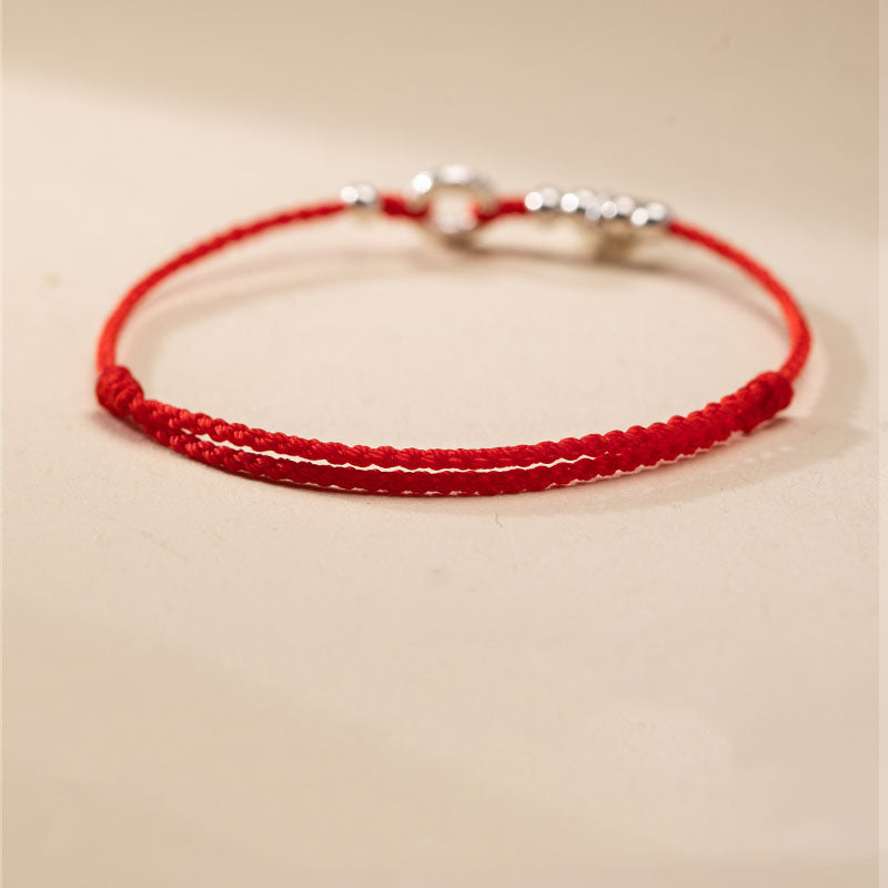 925 Sterling Silver Peace Buckle Spiritual Bracelet with Red String
