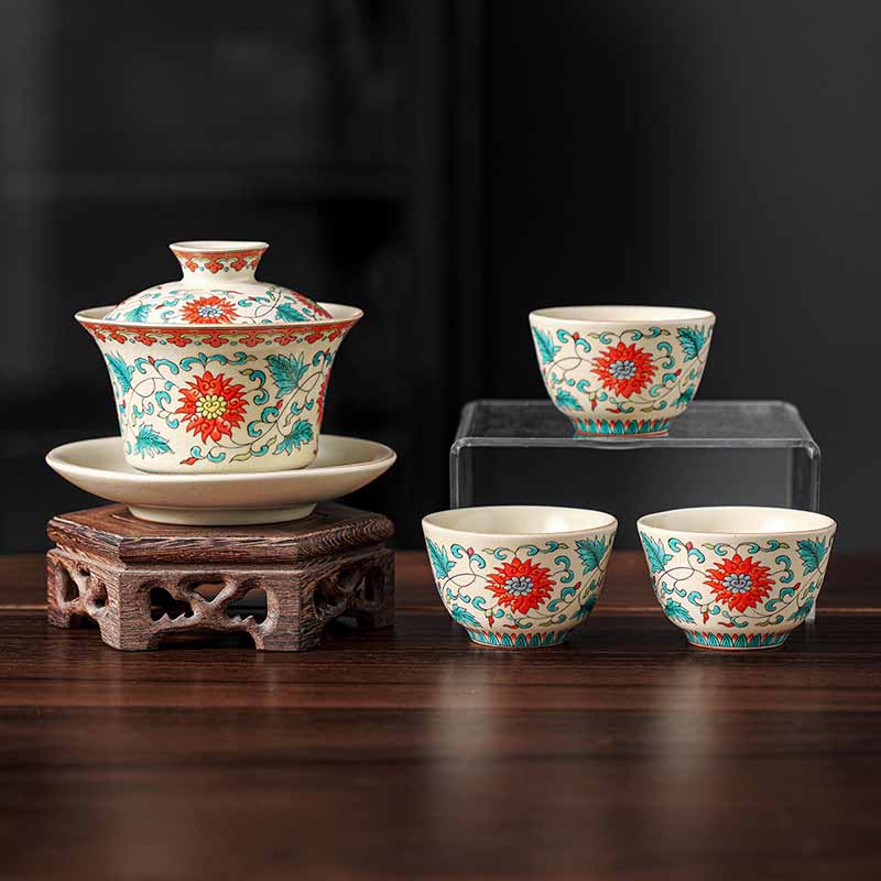 Panorama Ceramic Gaiwan 12cm Zen Tea Cup with Lid