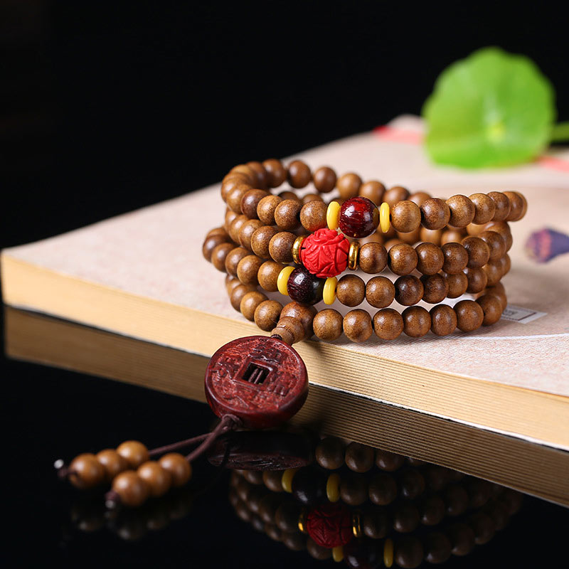 6mm Peach Wood Lotus Bracelet for Meditation & Protection