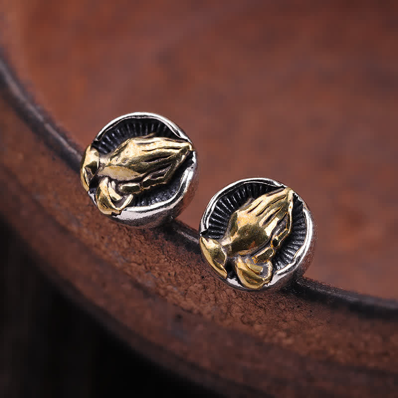 925 Sterling Silver Namaste Spiritual Stud Earrings for Equality & Protection
