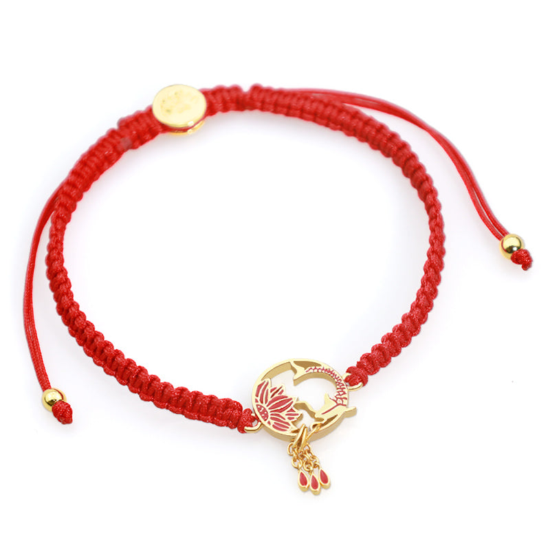 Unisex Lotus Koi Fish Lucky Red String Bracelet