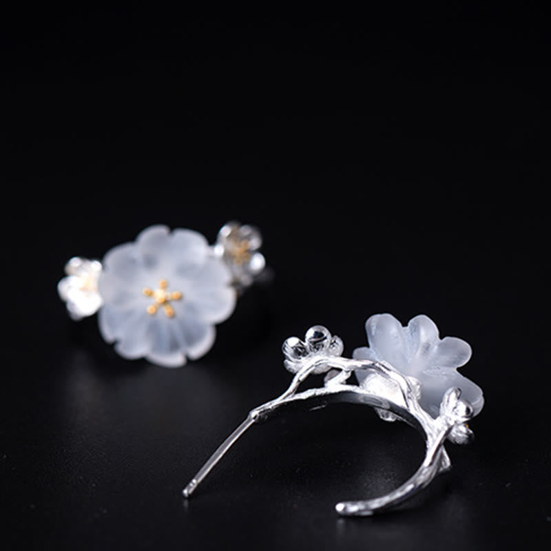 925 Sterling Silver Plum Blossom Spiritual Earrings for Protection