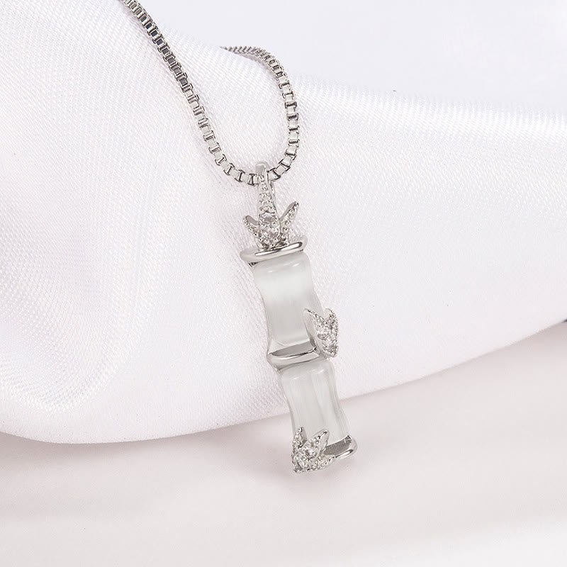 Chalcedon Bambus Harmonie Spirituelle Halskette 47cm Anhänger