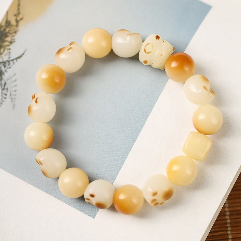 Bodhi Seed Sandalwood Cat Peace Bracelet 14-17cm Unisex