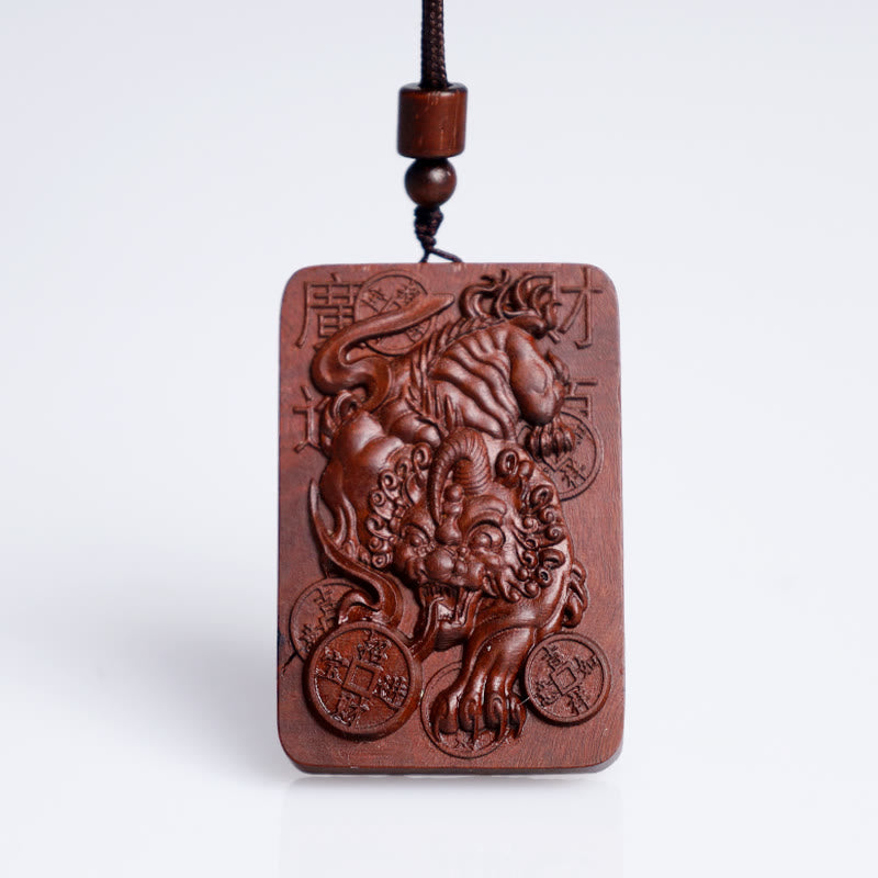 Lightning Struck Jujube Wood Pixiu Necklace for Fortune