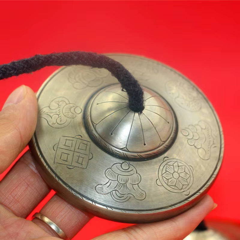 Large Nepal Handmade Tinkle Bell Cymbals 8.5Cm Brass Buddhist Tingsha Bells Sound Healing Sound Healing Tibetan Bell Instruments