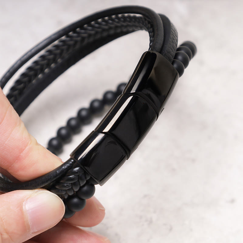 6mm Lava Rock Black Onyx Spiritual Bracelet for Protection