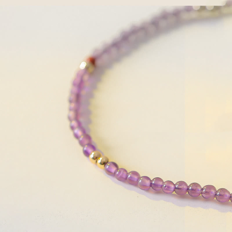 2 mm Amethyst 14 Karat vergoldetes Meditationsarmband
