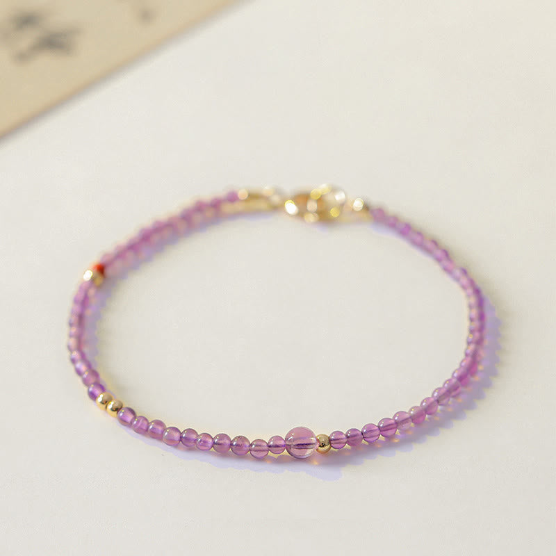 2 mm Amethyst 14 Karat vergoldetes Meditationsarmband