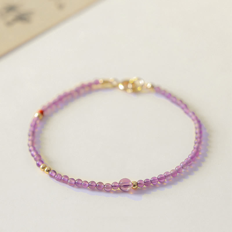 2 mm Amethyst 14 Karat vergoldetes Meditationsarmband