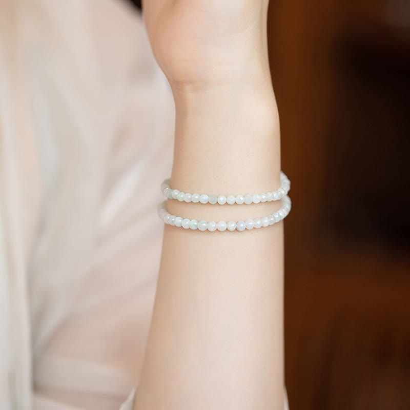 2 mm Jade 14 Karat vergoldetes Glücksarmband