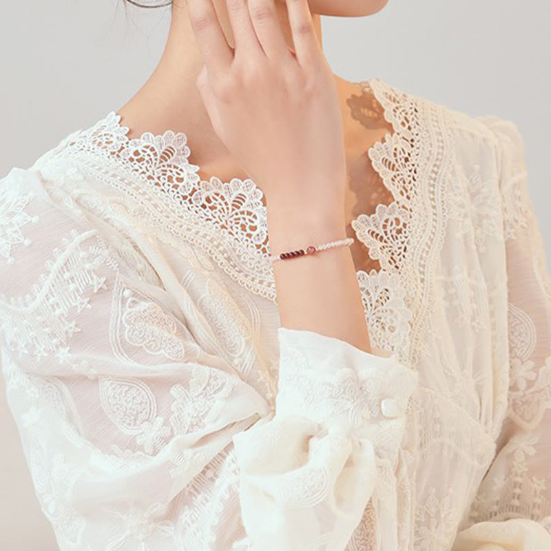 2 mm Rosenquarz-Granat-Erdbeerquarz-Heilarmband