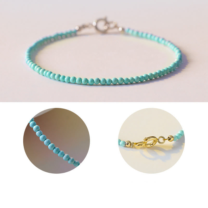 2 mm Türkis &amp; 14 Karat Gold Weisheitsarmband