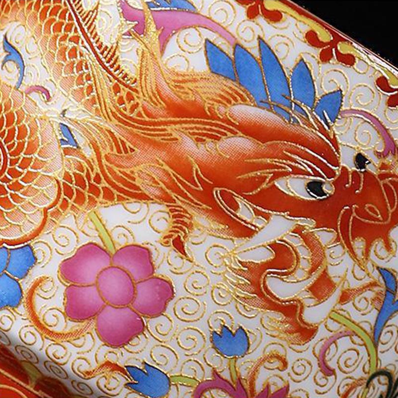 2 Stück Drachen-Phönix-Teetassen aus Keramik für Zen-Dekor