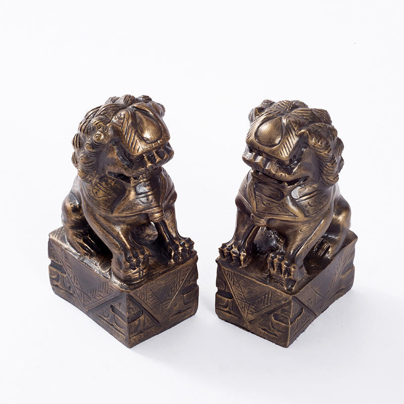 2-teilige Löwenstatue aus Kunstharz für Mut und Stärke | Spirituelle Figuren