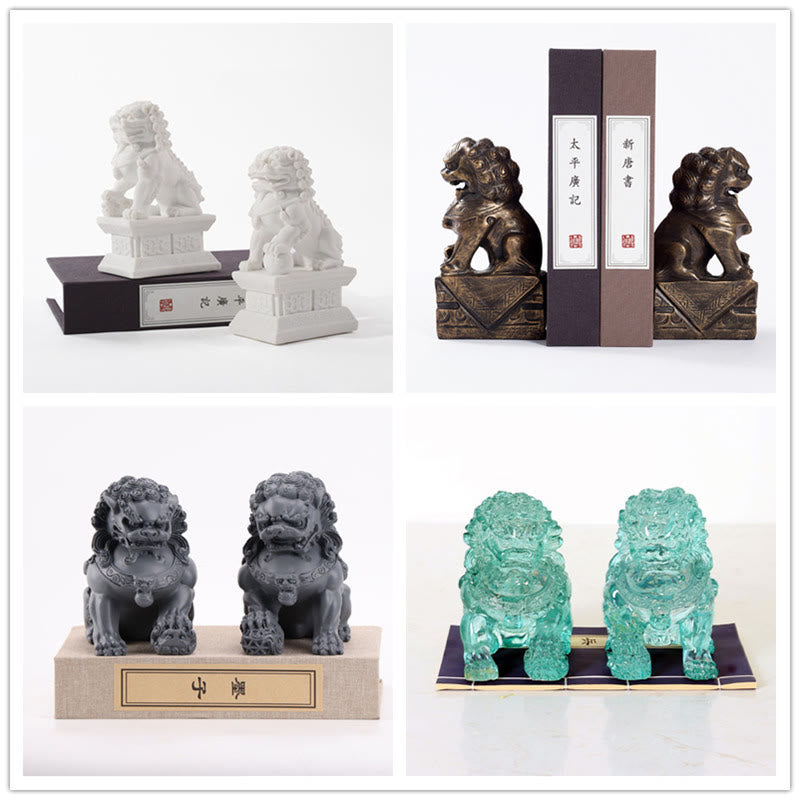 2-teilige Löwenstatue aus Kunstharz für Mut und Stärke | Spirituelle Figuren