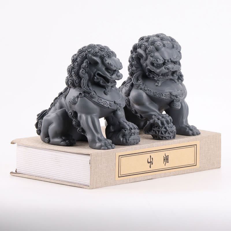 2-teilige Löwenstatue aus Kunstharz für Mut und Stärke | Spirituelle Figuren