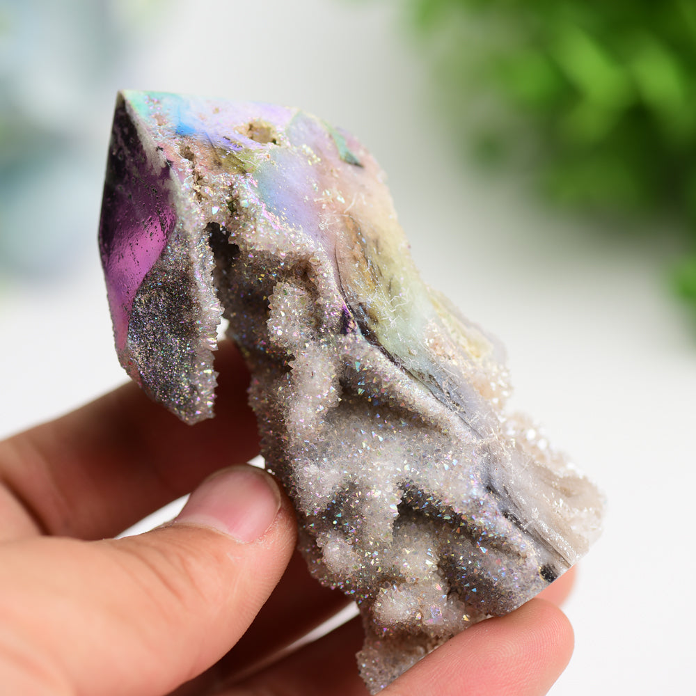 3,0-4,0 Zoll Aura Druzy Zink Kristall Heilturm