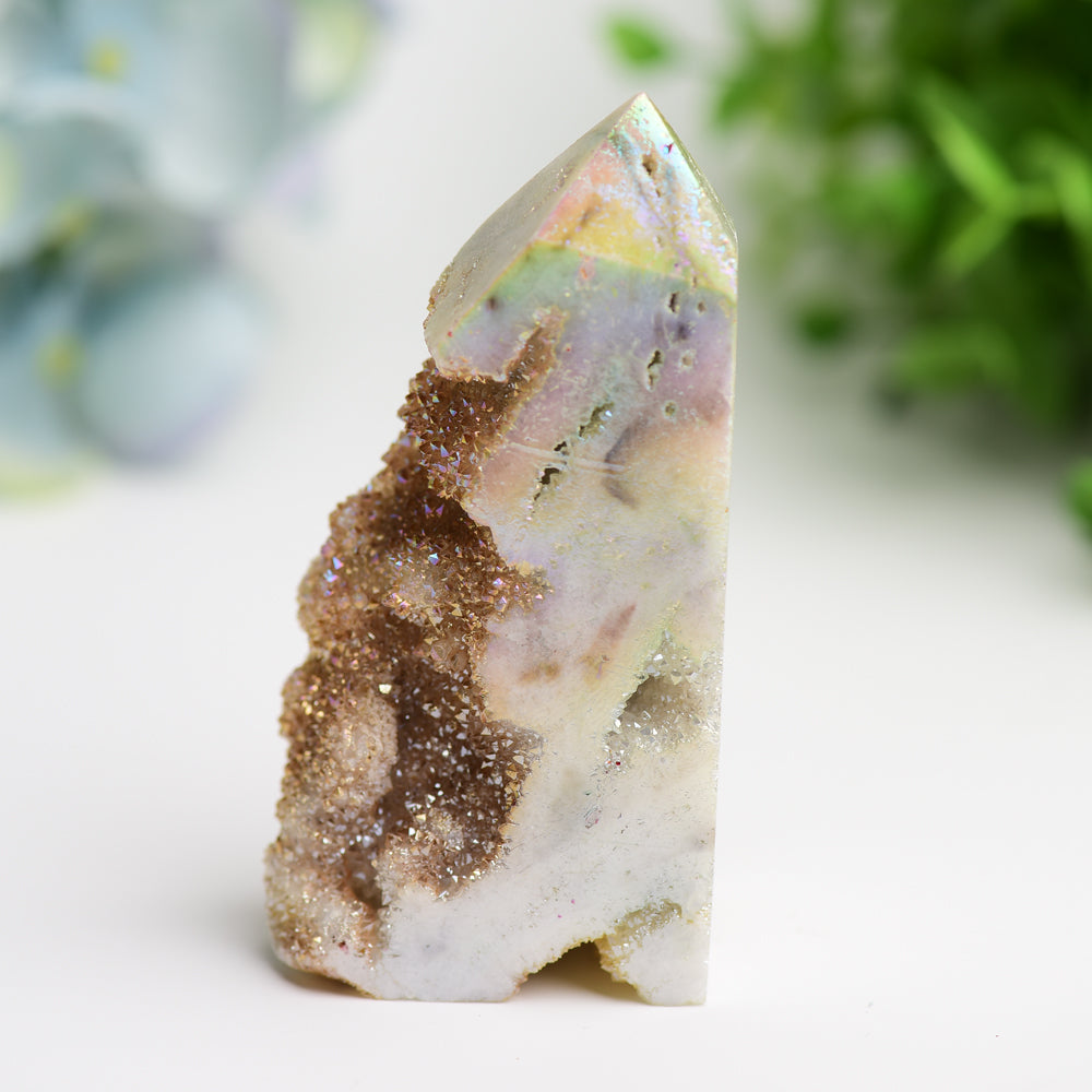 3,0-4,0 Zoll Aura Druzy Zink Kristall Heilturm