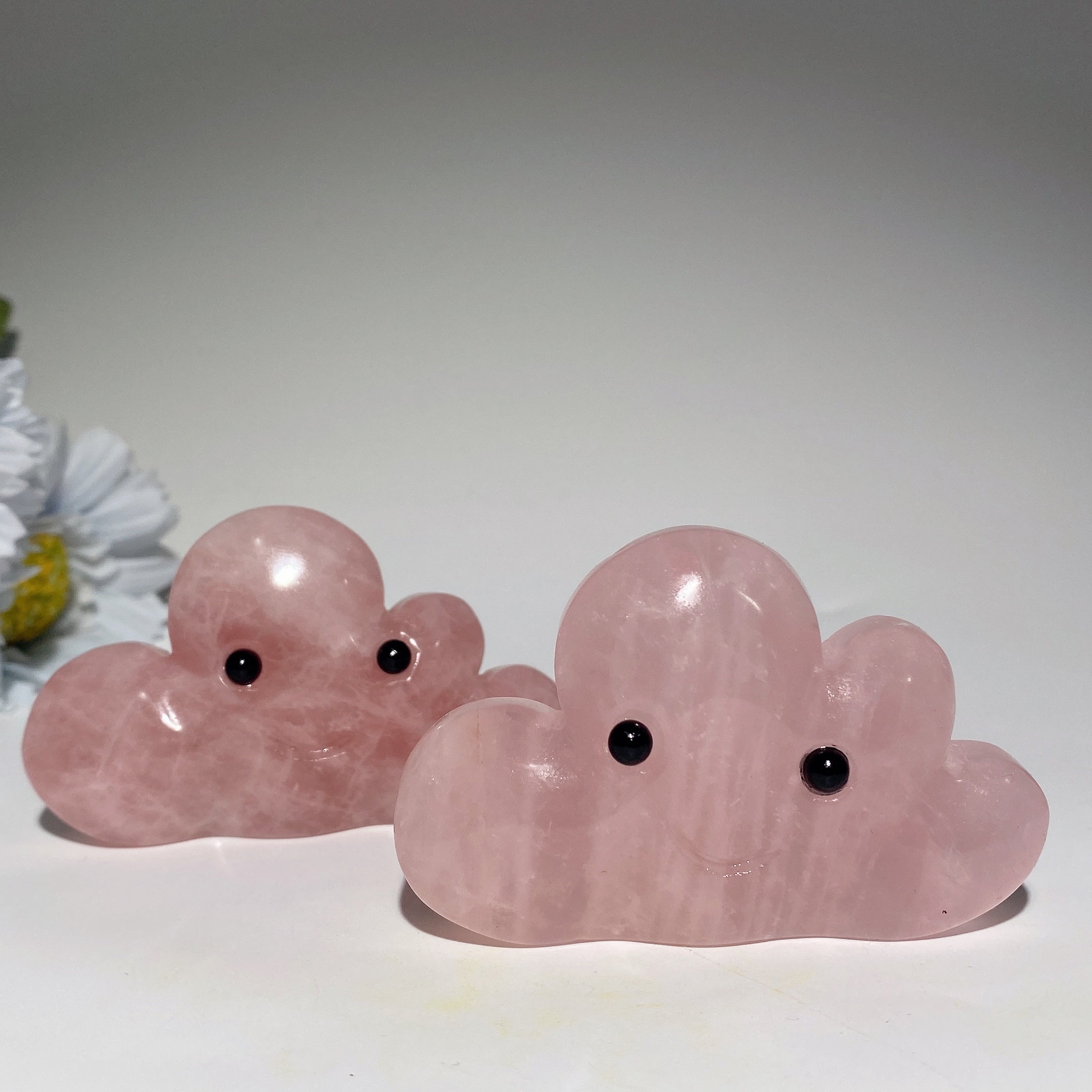 3.0 inch Clear Quartz & Rose Quartz Cloud Figurines