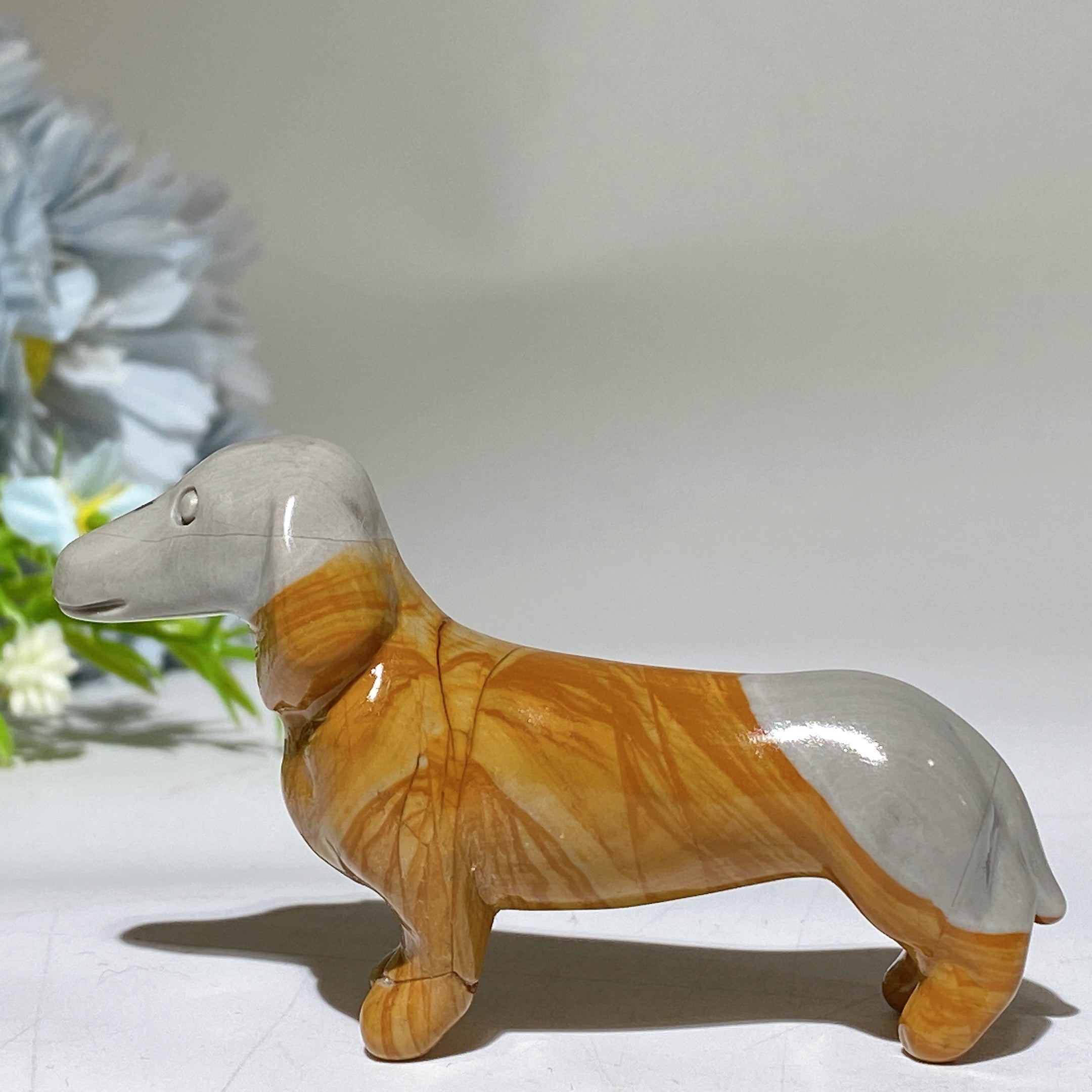 3,0 Zoll große Dackelfigur aus Kristall für Heilung und Harmonie