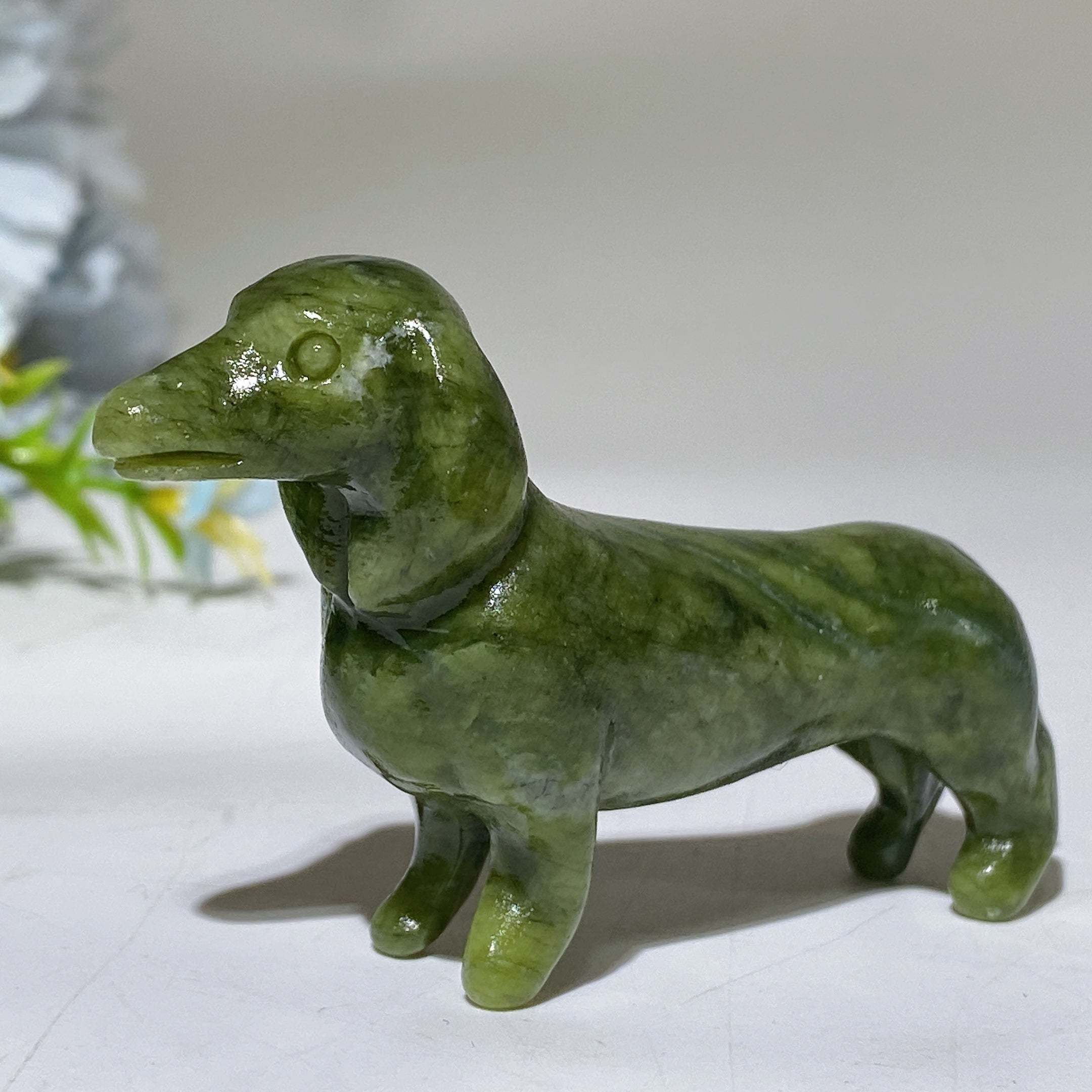 3,0 Zoll große Dackelfigur aus Kristall für Heilung und Harmonie