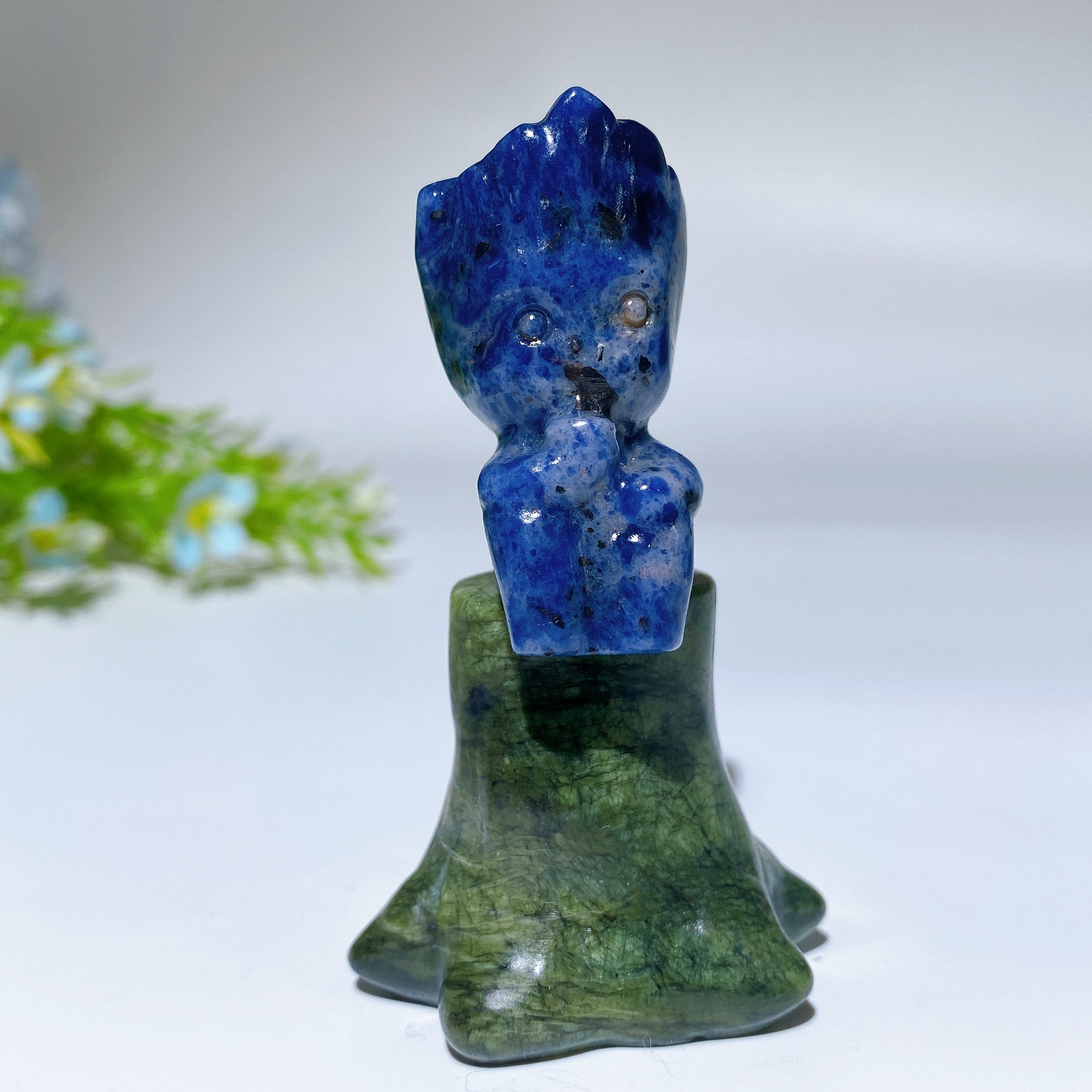 3.0 Inch Crystal Groot Figurine on Serpentine Stump