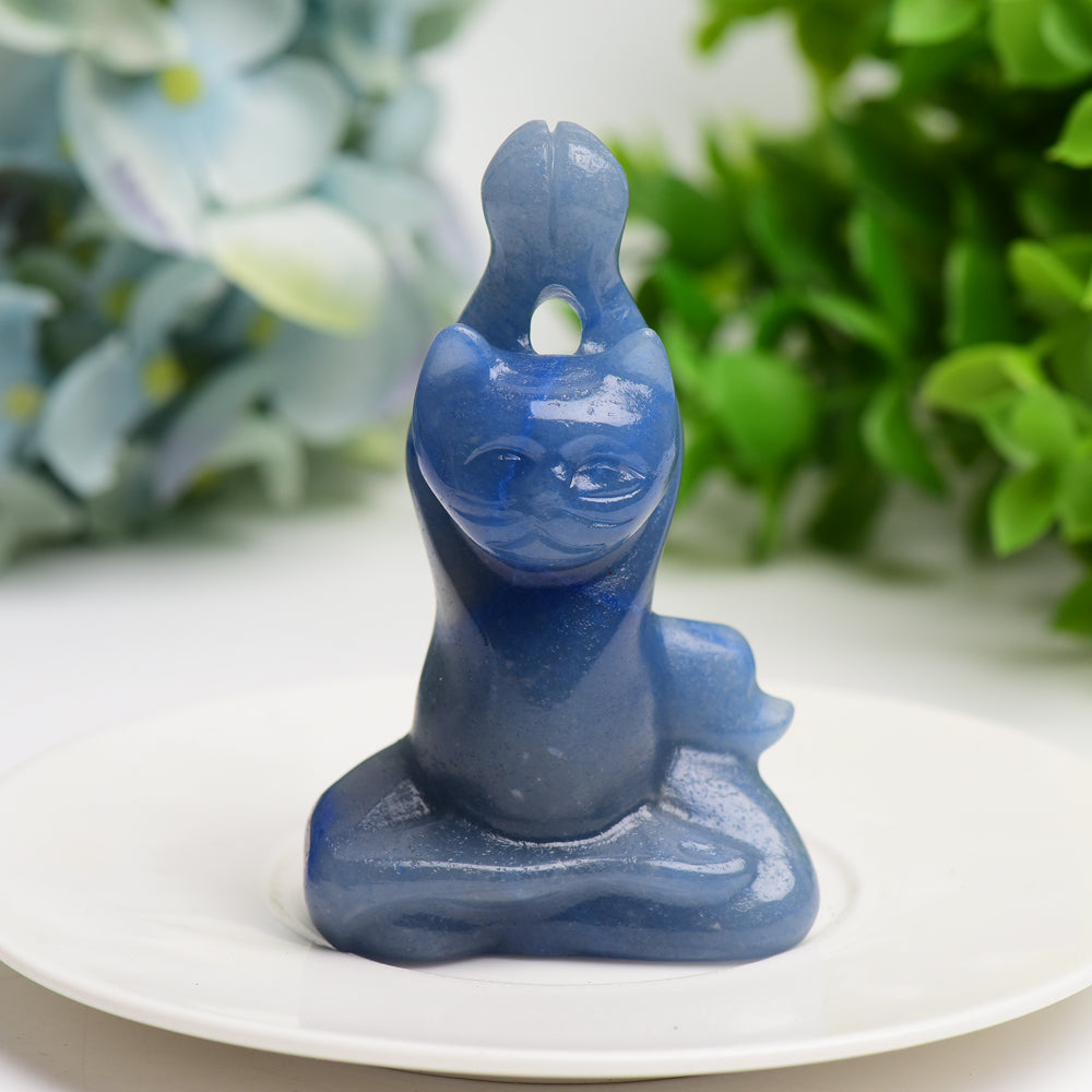 3.0" Mixed Crystal Yoga Cat Figurine for Healing & Energy