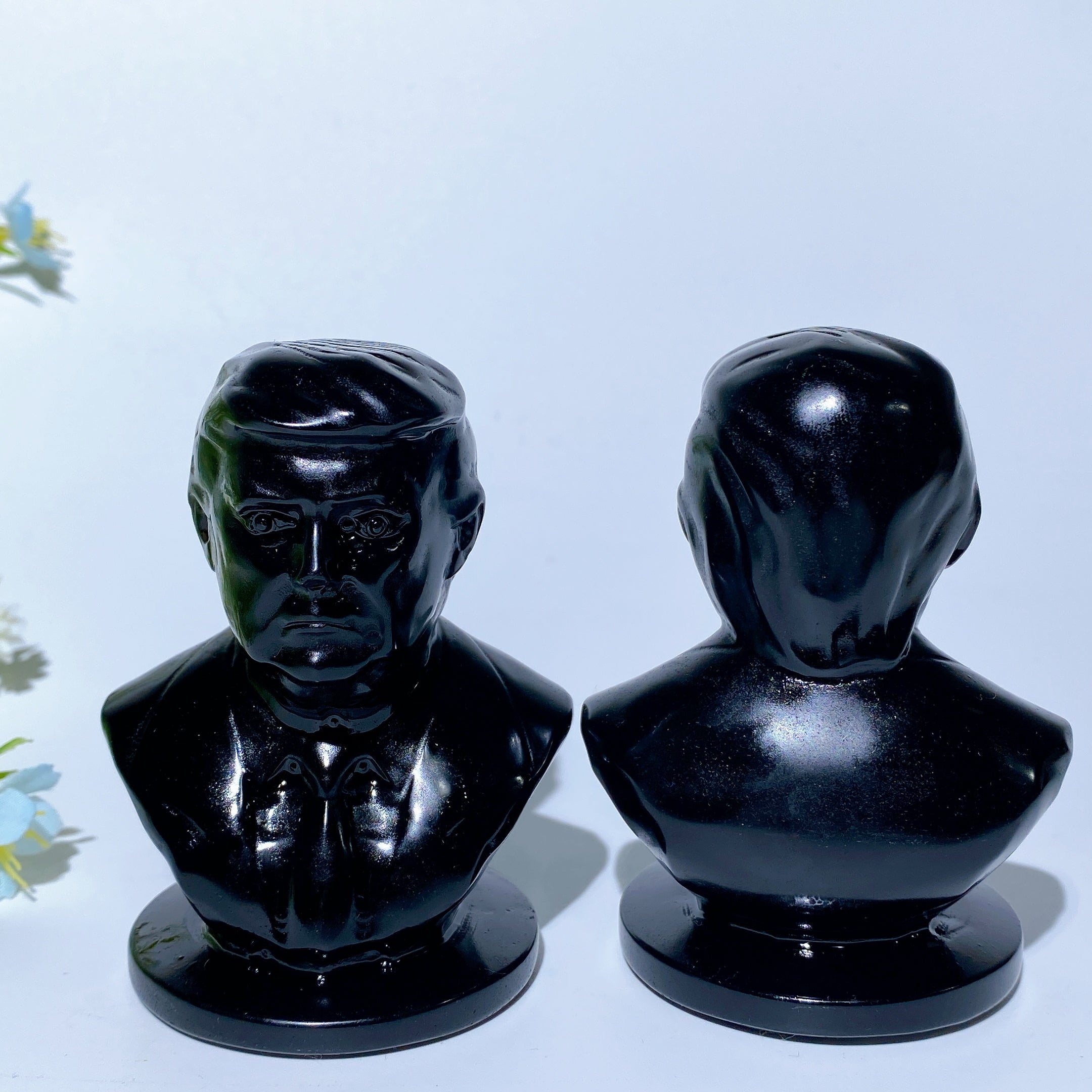 3,1 Zoll schwarze Obsidian-Trump-Büstenfigur zur Heilung