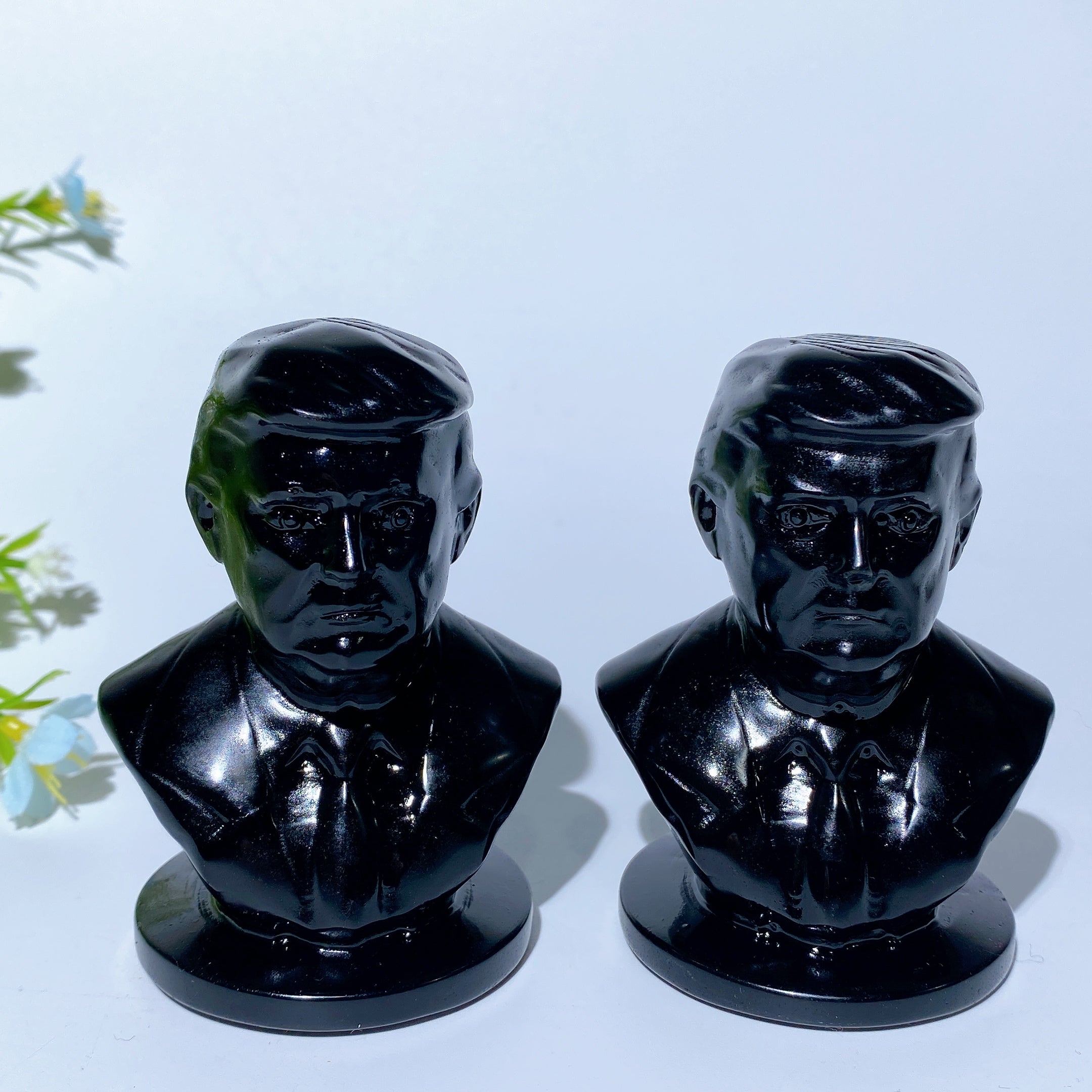 3,1 Zoll schwarze Obsidian-Trump-Büstenfigur zur Heilung