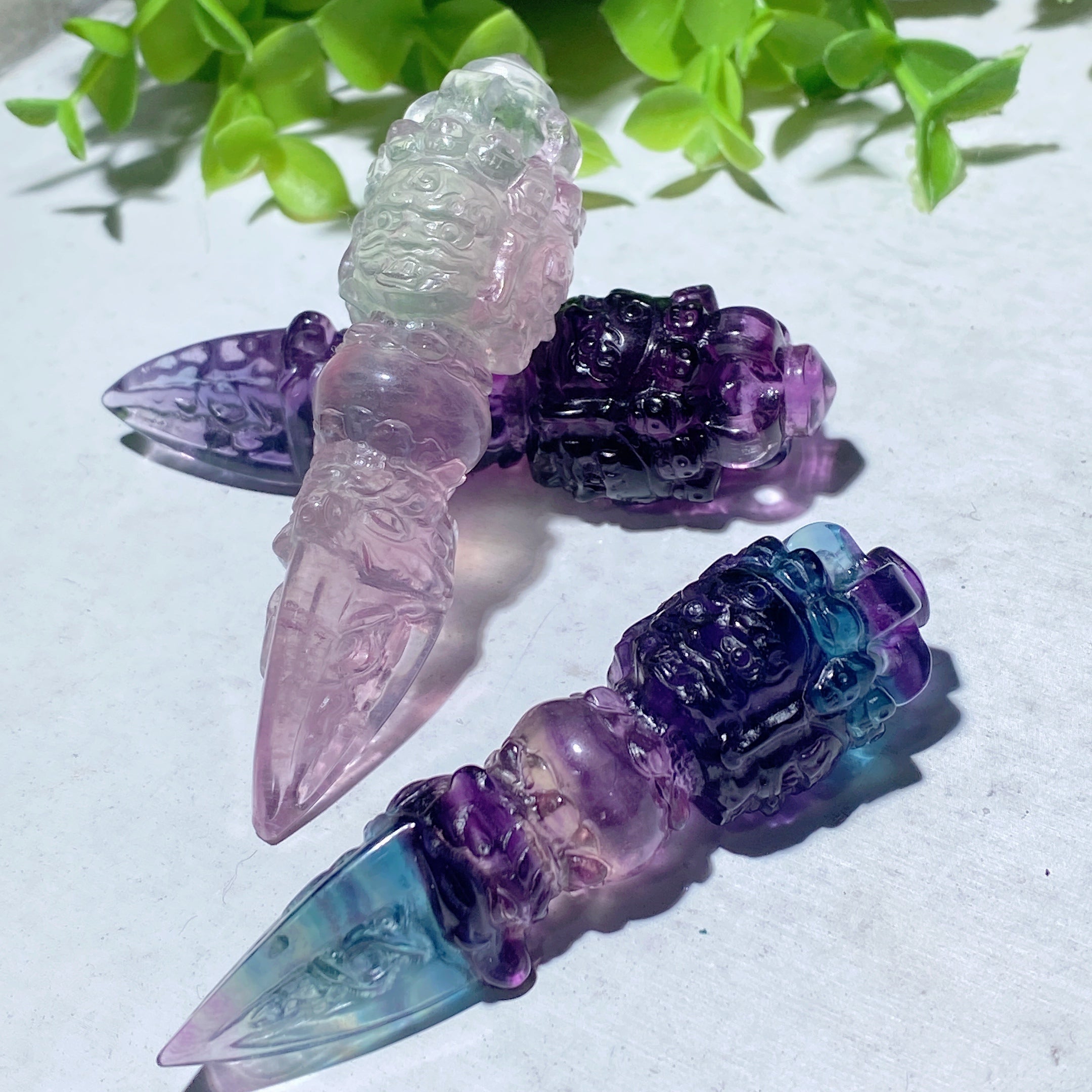 3.1 Inch Fluorite Vajra Pestle Healing Pendant