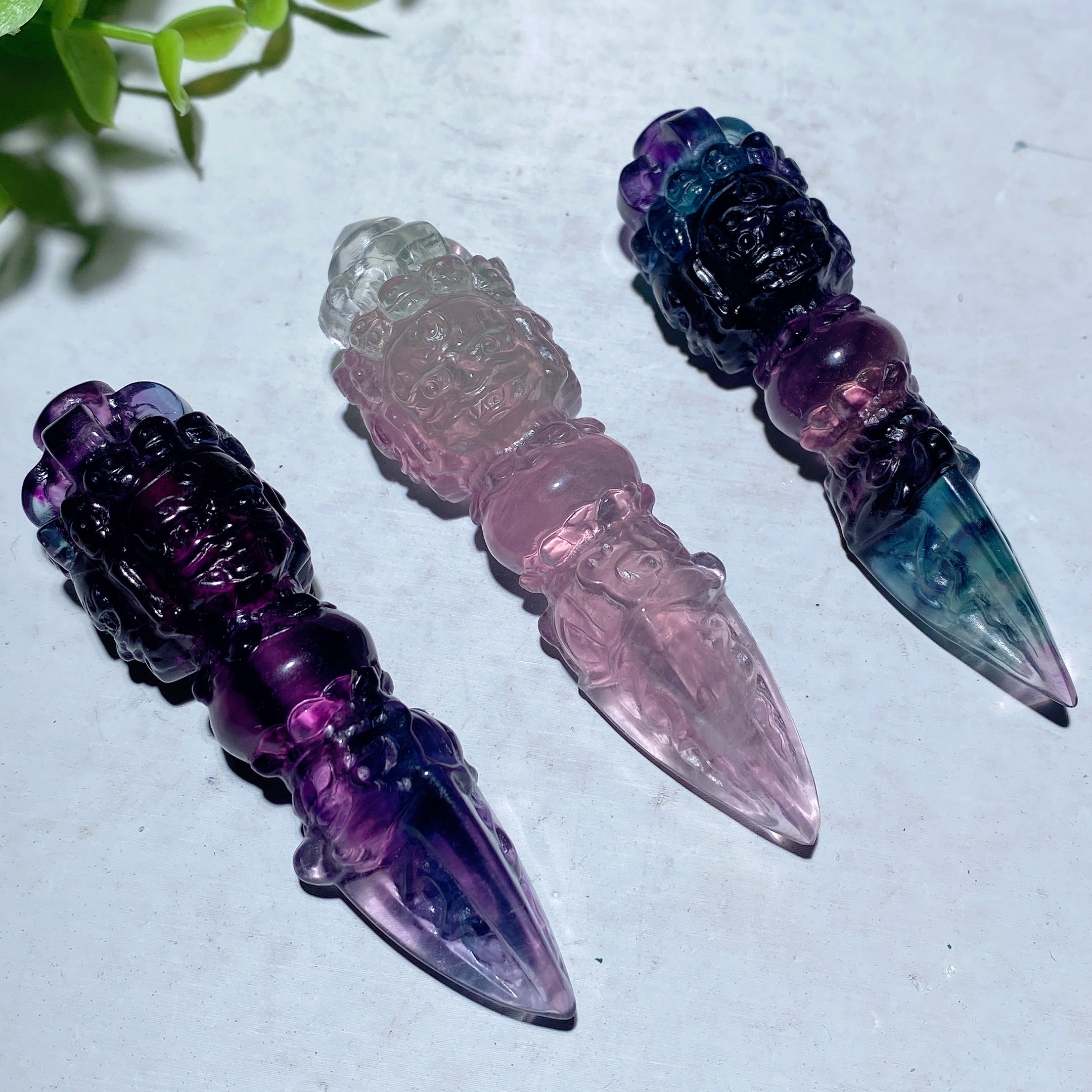 3.1 Inch Fluorite Vajra Pestle Healing Pendant