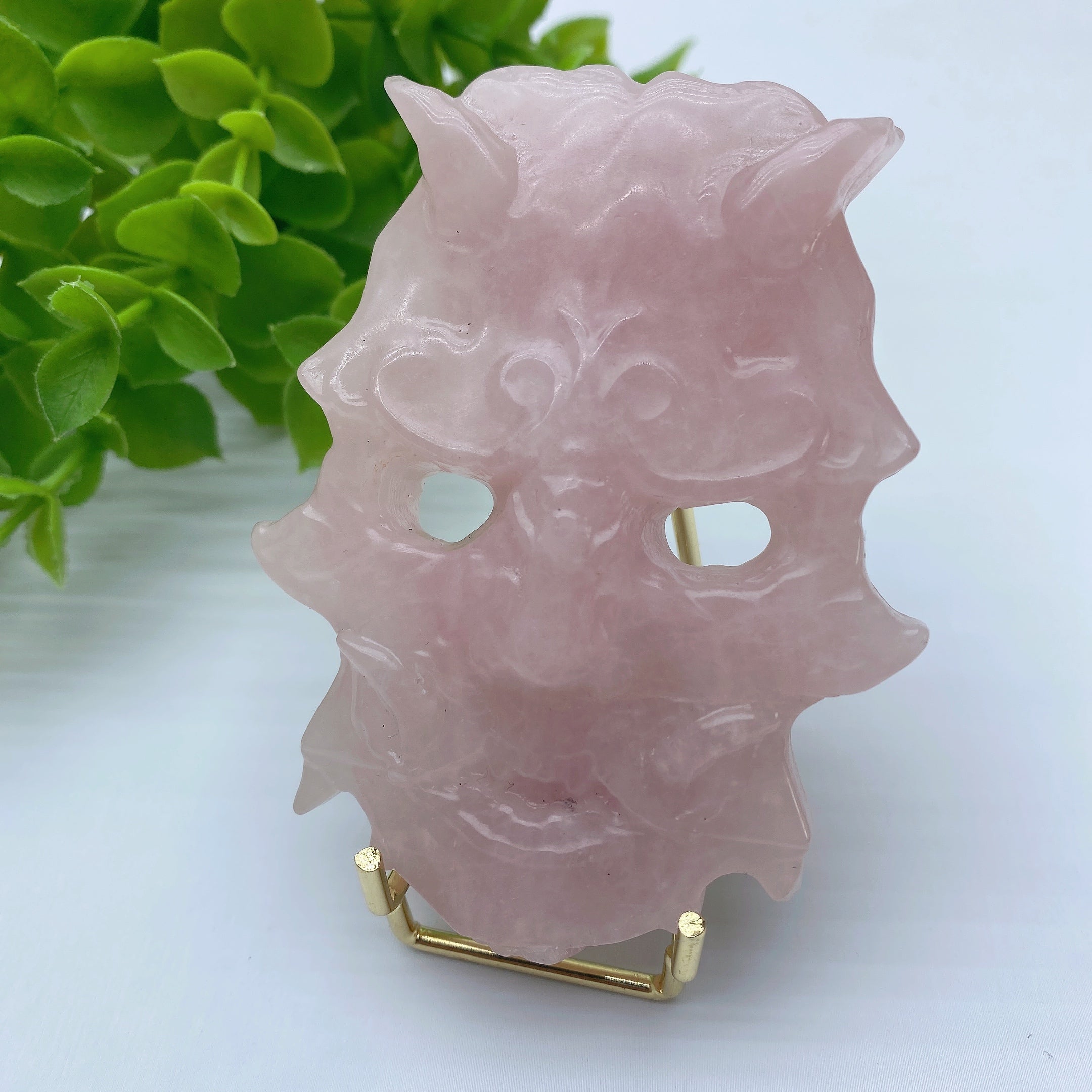 3.1 inch Golden Obsidian & Rose Quartz Healing Crystal Mask