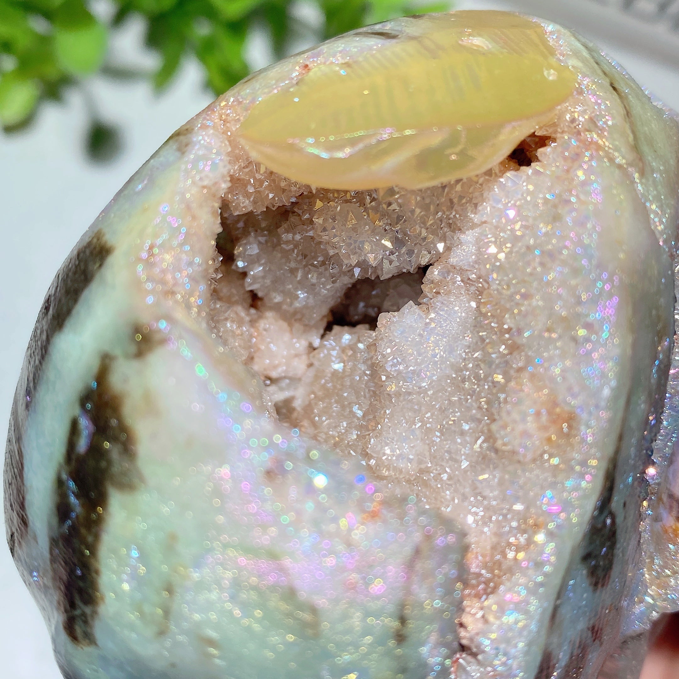 3.2-4.0" Aura Druzy Zinc Crystal Skull Carvings Healing