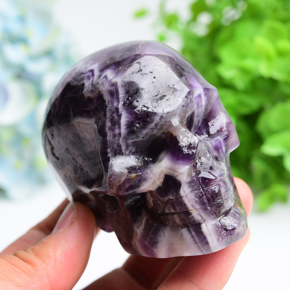 3.2" Dream Amethyst Crystal Skull Carving for Healing