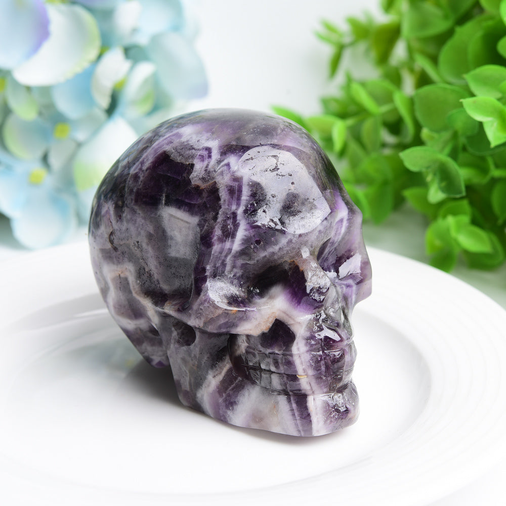 3.2" Dream Amethyst Crystal Skull Carving for Healing