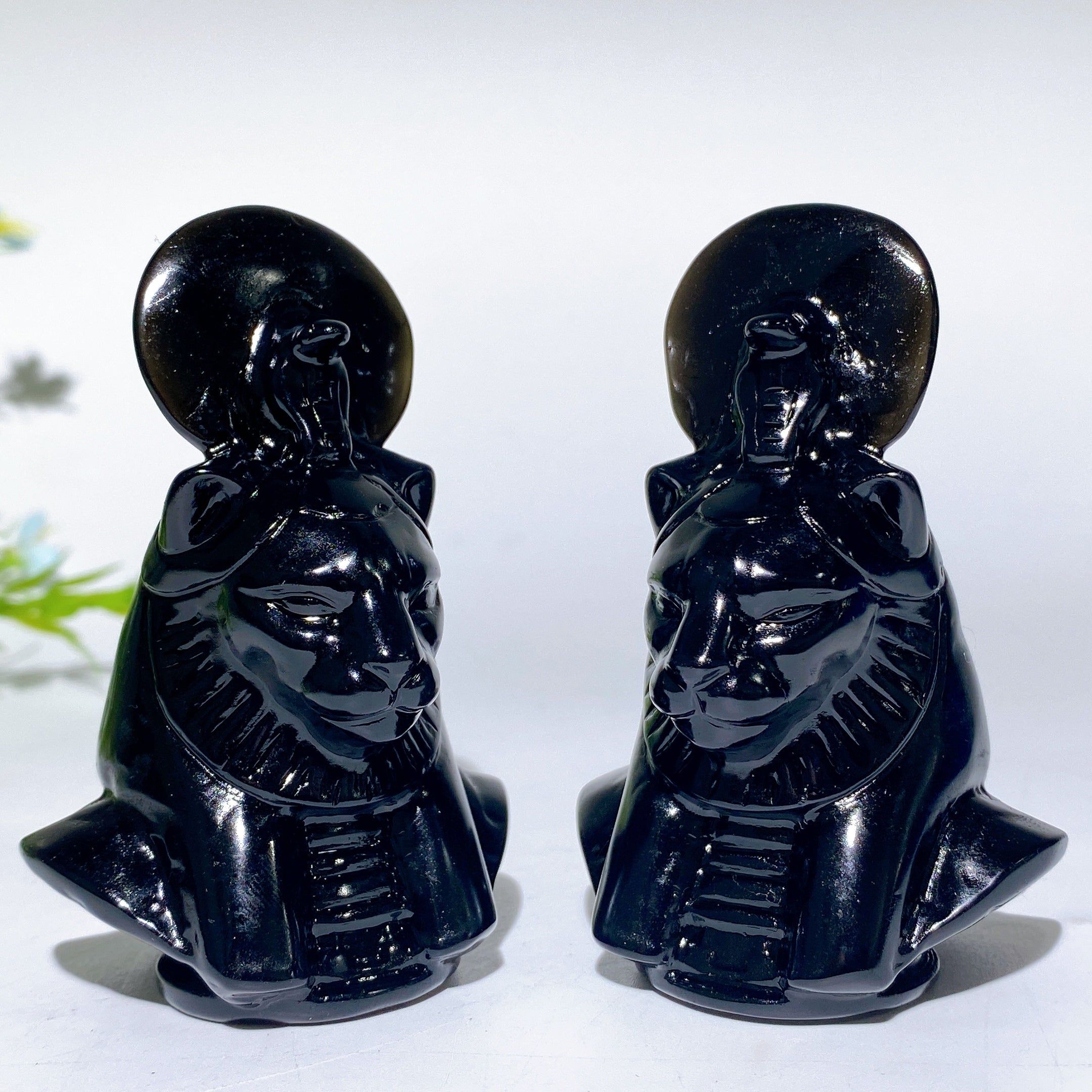 3,2 Zoll schwarze Obsidian-Sekhmet-Kristallfigur