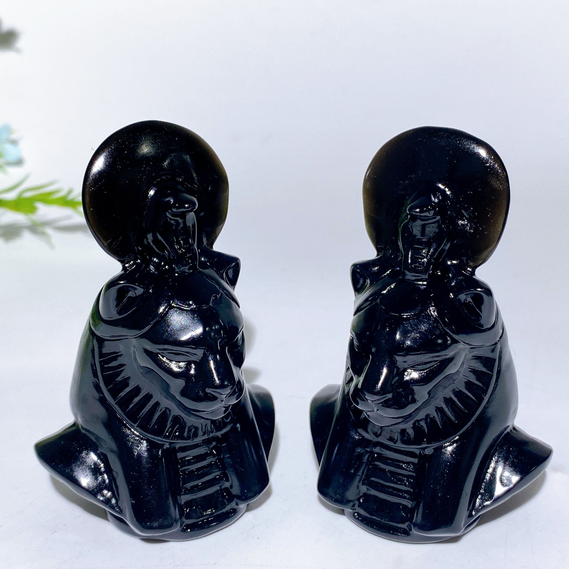 3,2 Zoll schwarze Obsidian-Sekhmet-Kristallfigur