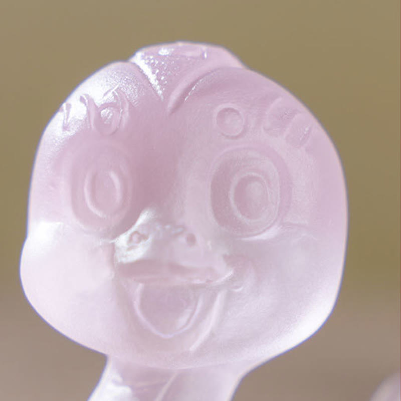 3,2" rosa Liuli-Glasschlangenfigur für spirituellen Schutz