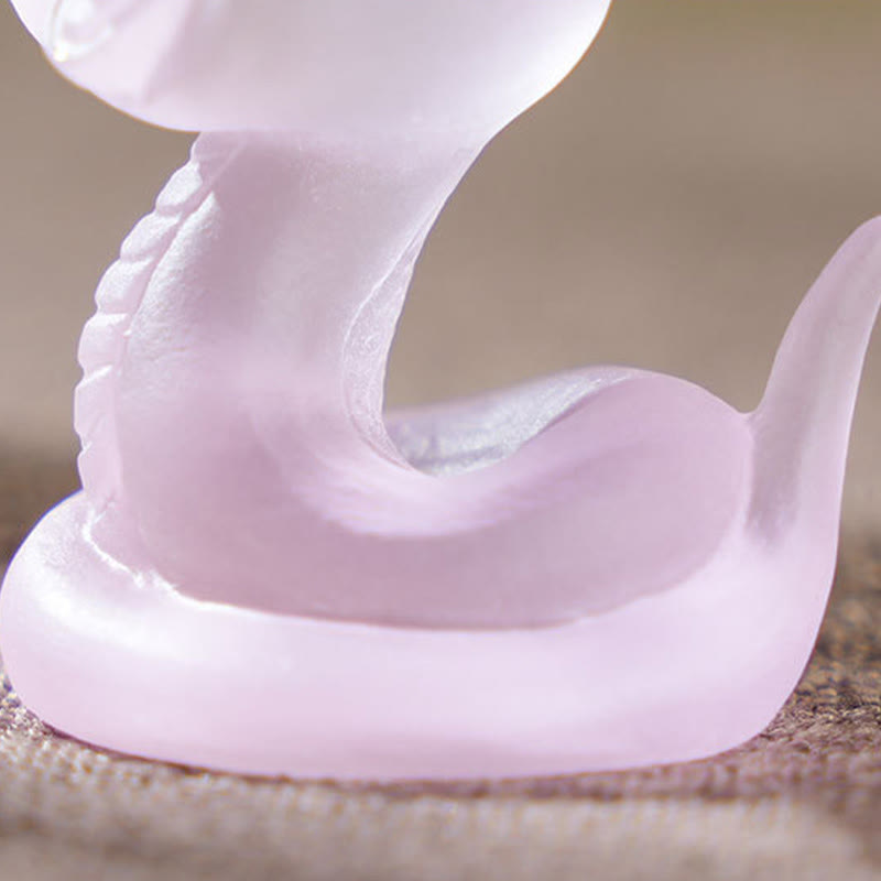 3,2" rosa Liuli-Glasschlangenfigur für spirituellen Schutz